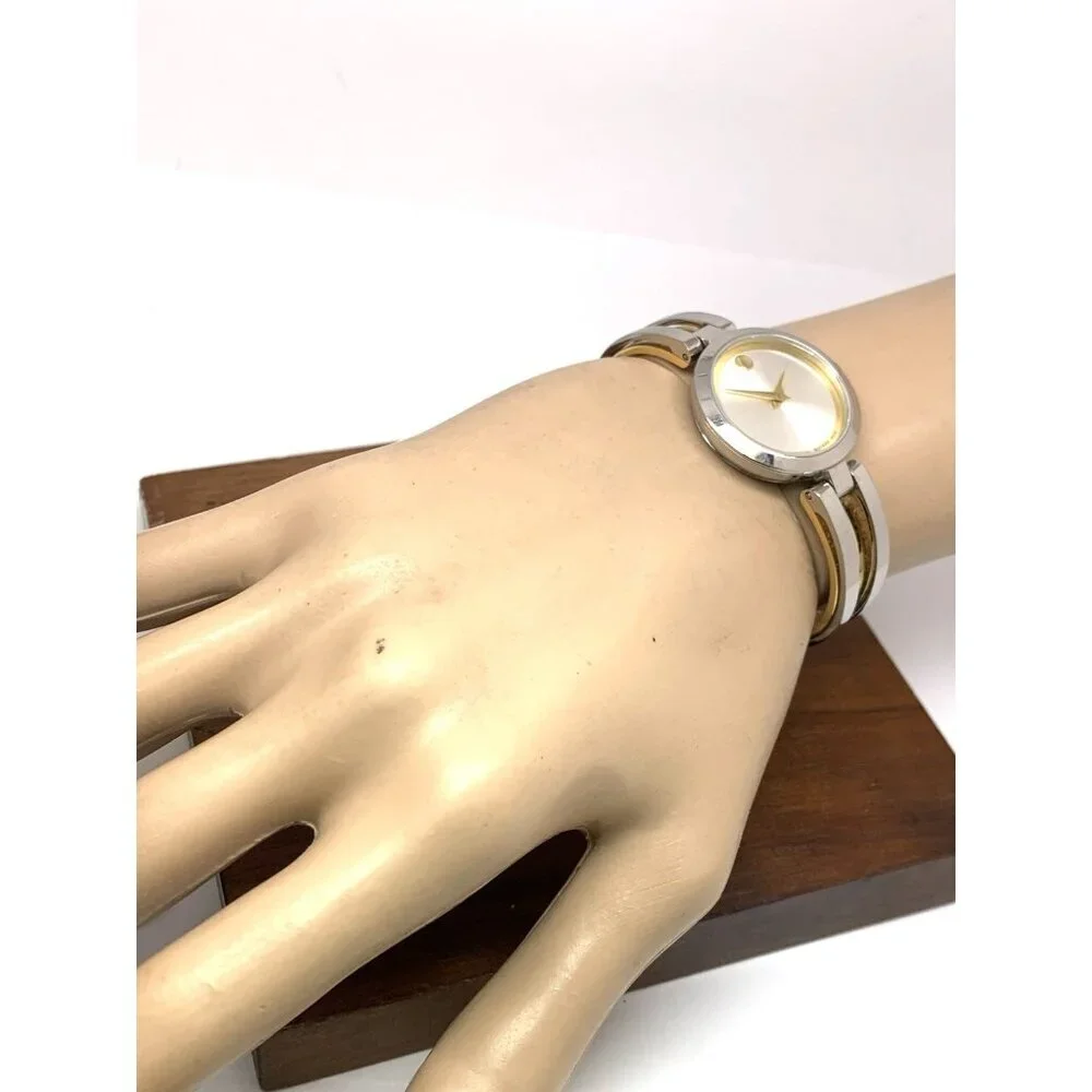 Movado Women's Watch 0607150 Aleena Swiss Quartz Petite 27mm Two Tone Bangle